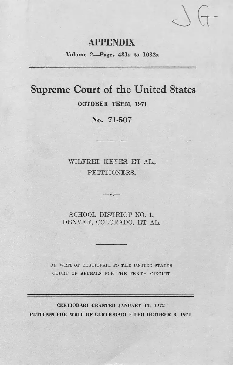Keyes v. School District No. 1 Denver, CO. Appendix Vol. 2 preview