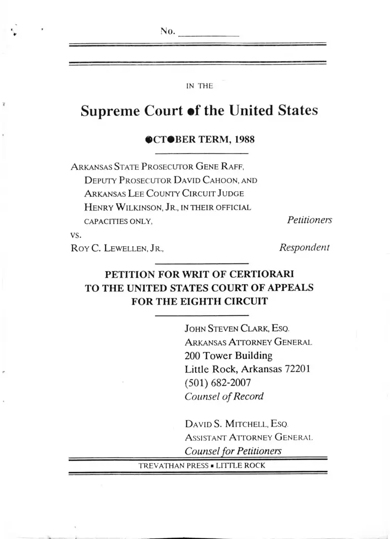 Raff v. Lewellen Jr. Petition for Writ of Certiorari preview