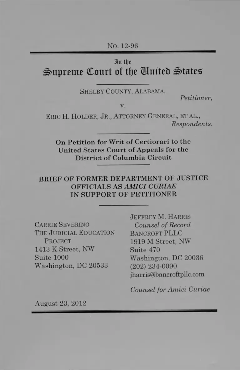 Shelby County v. Holder Brief of Amici Curiae preview