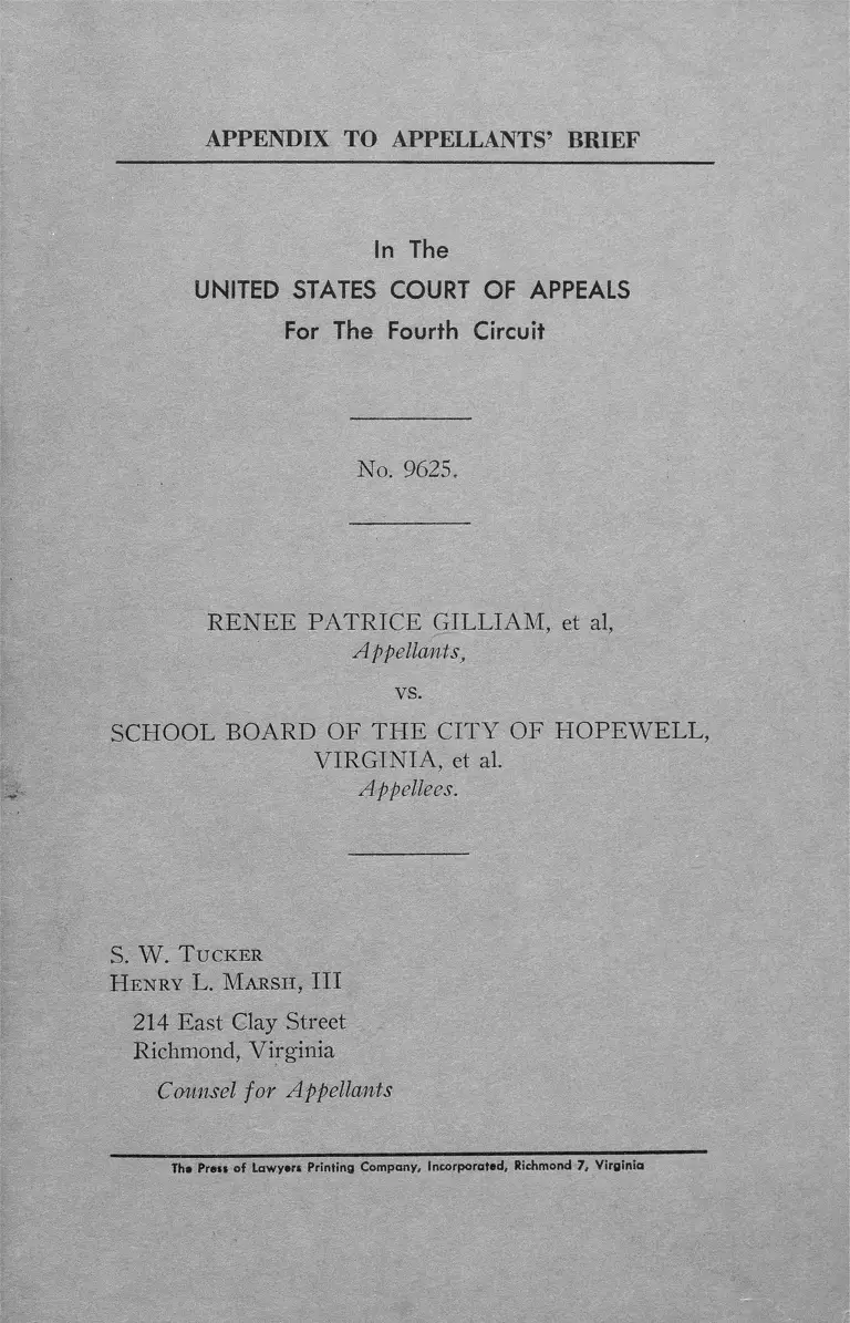 Gilliam v. City of Hopewell, VA School Board Appendix to Appellants' Brief preview