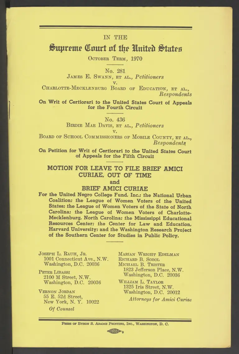 Motion for Leave to File Brief Amici Curiae, Out of Time and Brief Amici Curiae preview