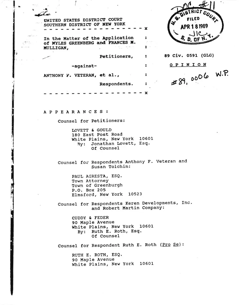 Greenberg v. Veteran Opinion preview