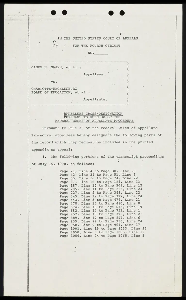 Appellees Cross-Designation Pursuant to Rule 30 of the Federal Rules of the Appellate Procedure preview