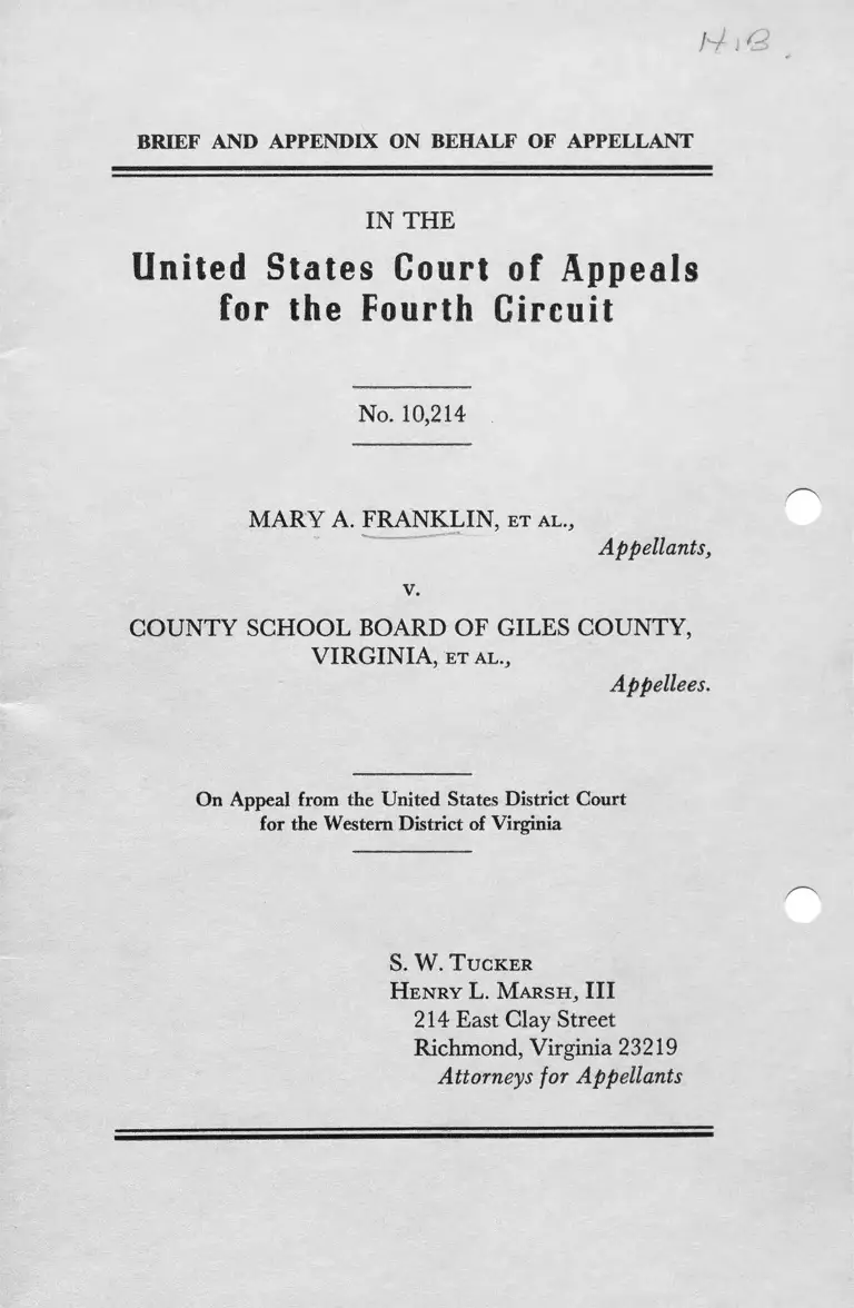 Franklin v. Giles County, VA School Board Brief and Appendix on Behalf of Appellant preview