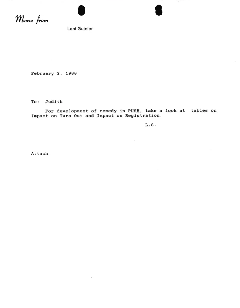 Memorandum from Lani Guinier to Judith preview