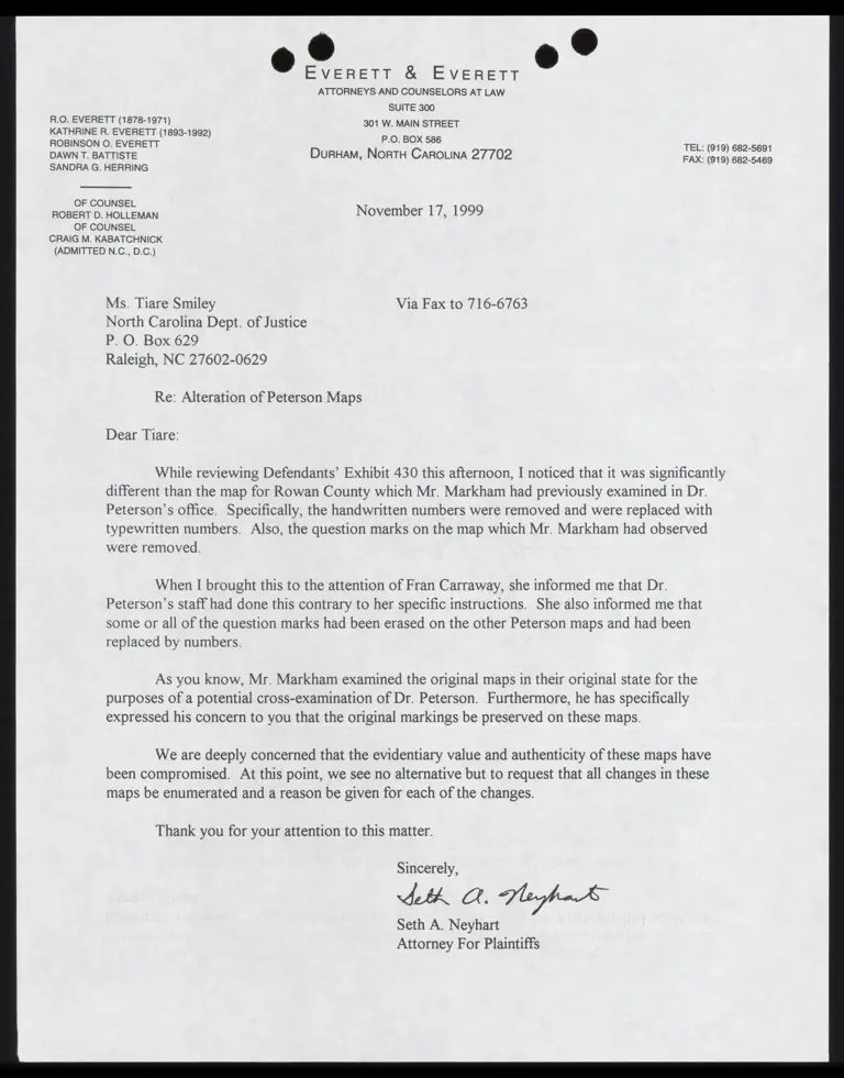Letter to Smiley from Neyhart RE: Alteration of Peterson maps preview