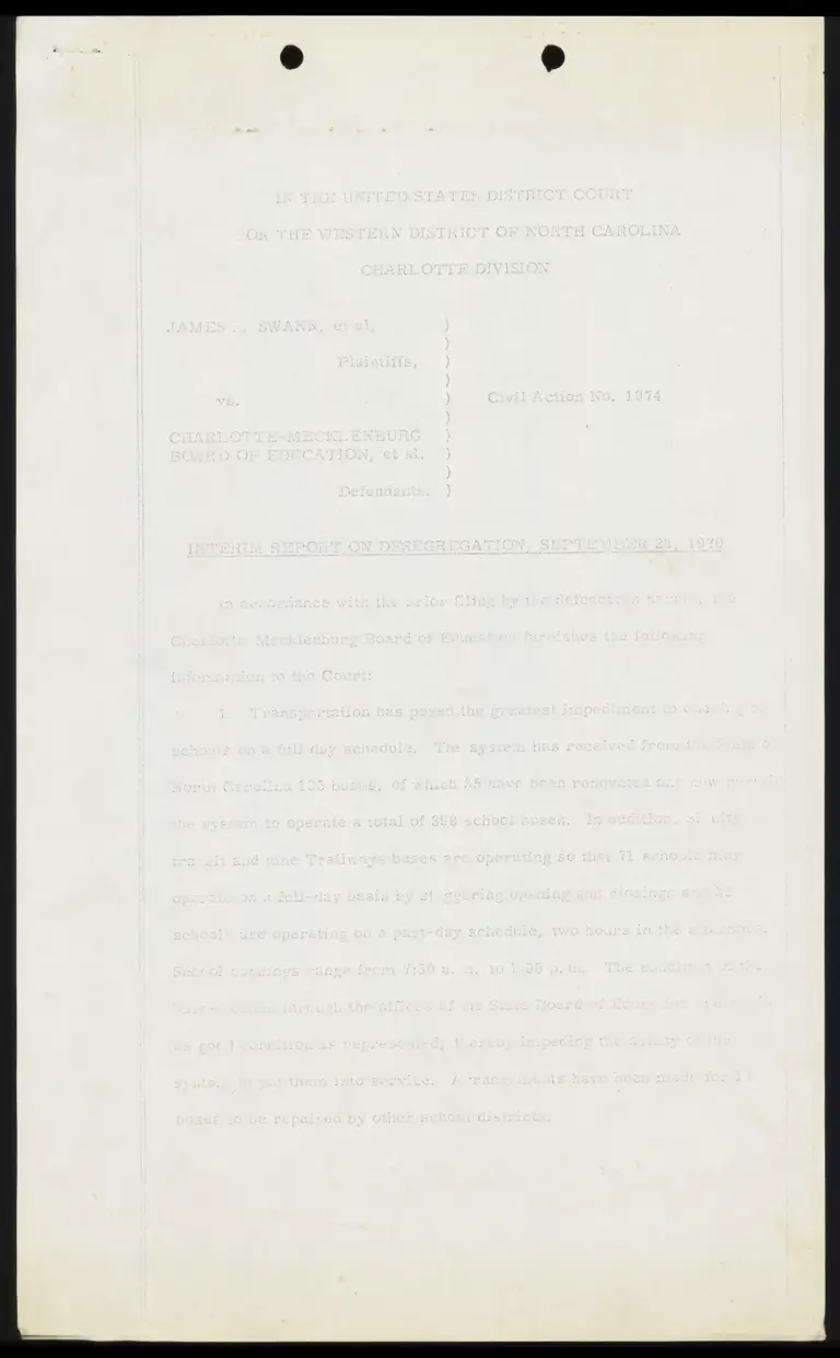 Interim Report on Desegregation September 23, 1970 preview