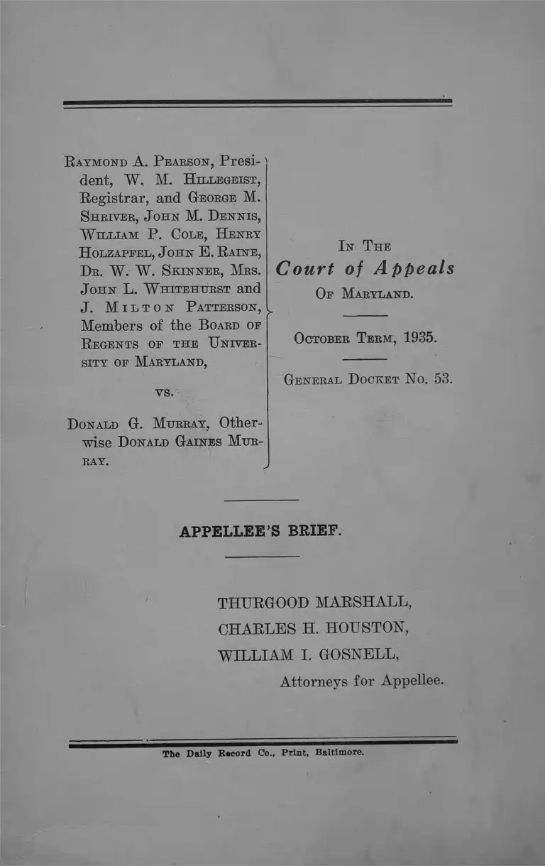 Pearson v. Murray Appellee's Brief preview