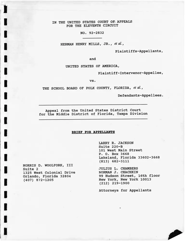 Mills v. Polk County, FL School Board Brief for Appellants preview