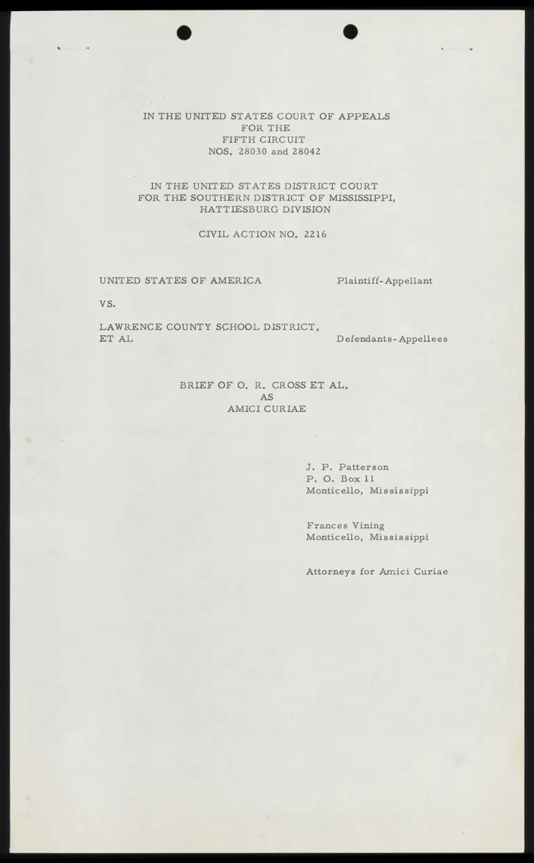 Brief of O.R. Cross et al. as Amici Curiae preview