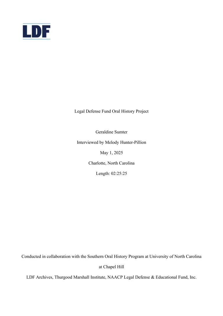 Geraldine Sumter Interview transcript preview