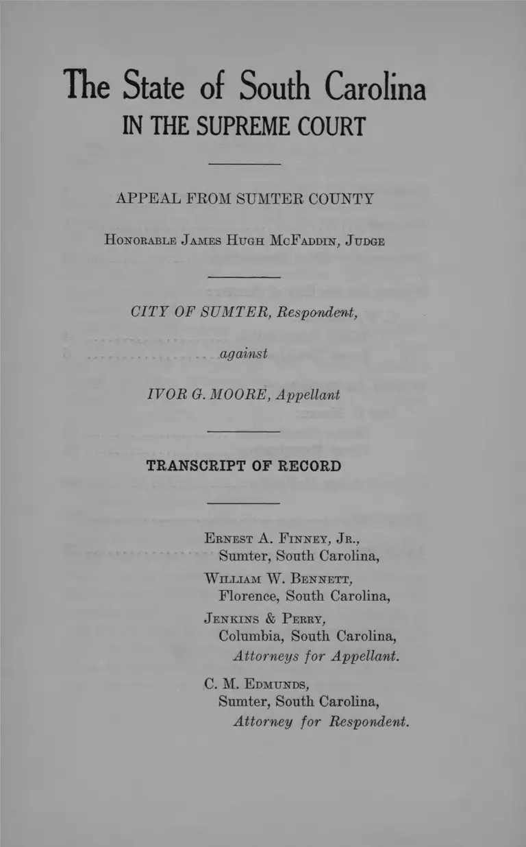 Sumter v. Moore Transcript of Record preview