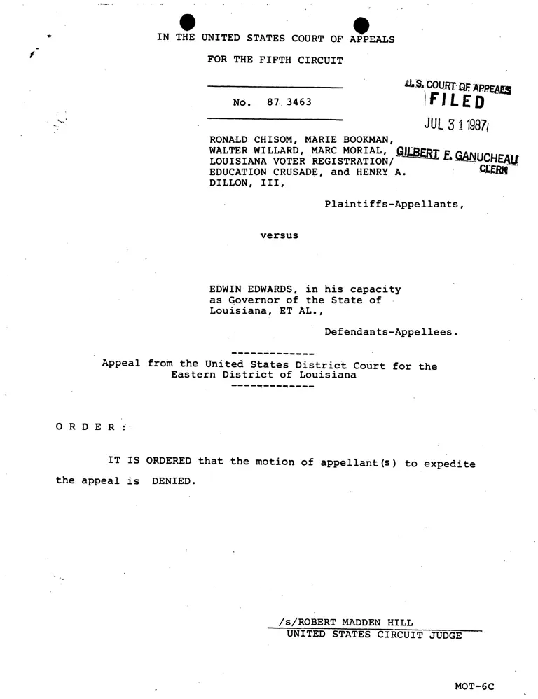 Order Denying Motion to Expedite preview