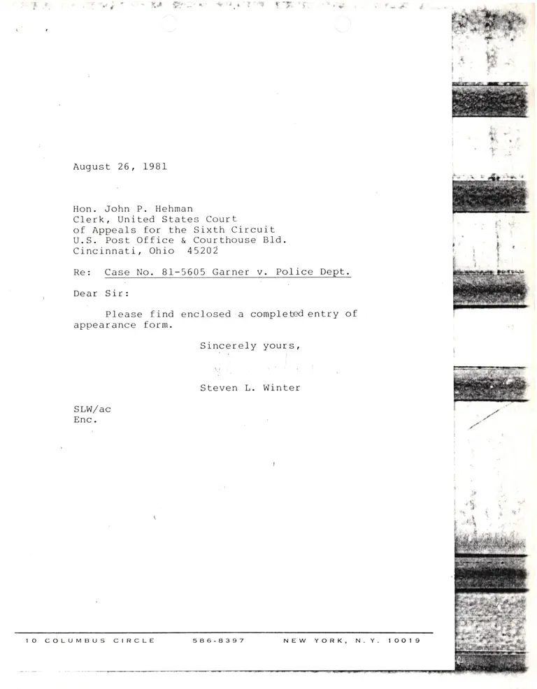 Appearance Form for Steven L. Winter preview