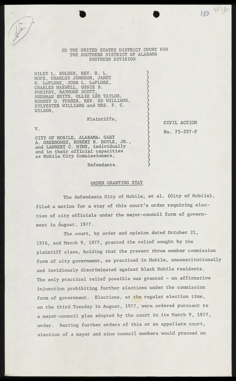 Order Granting Stay preview