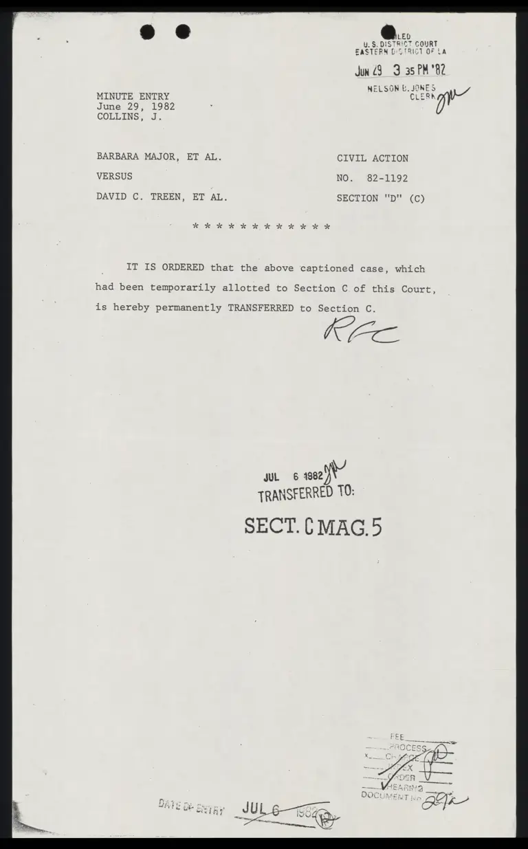 Order Permanently transferring case to section C preview