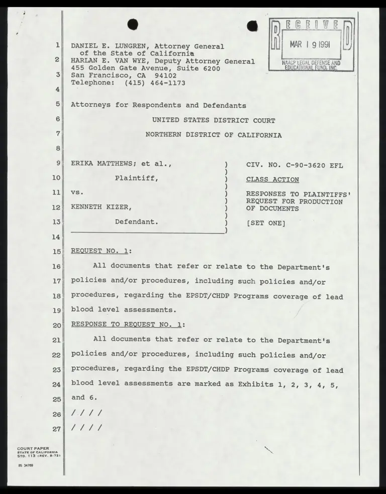 Responses to Plaintiffs' Request for Production of Documents Set One preview