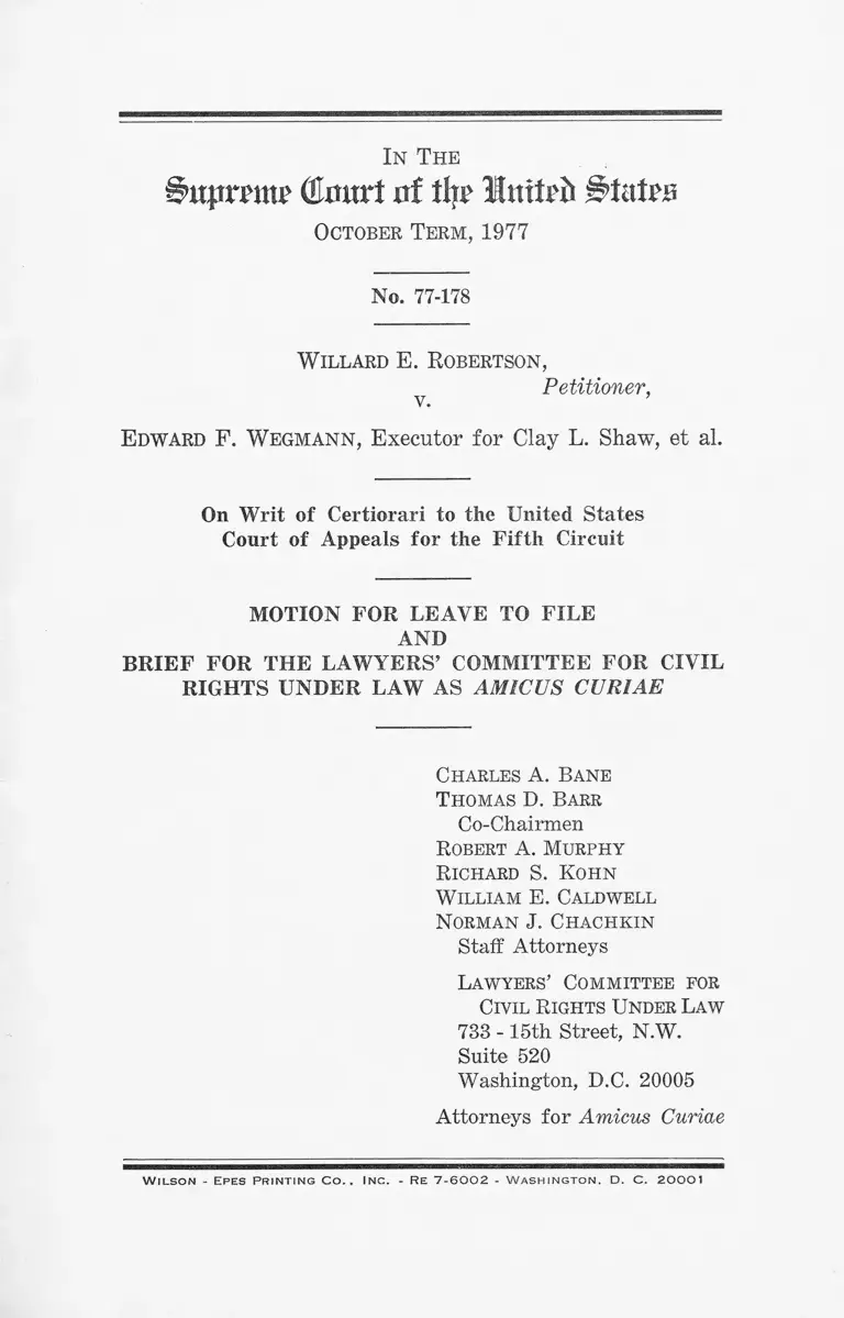 Robertson v Wegmann Brief of Amicus Curiae preview