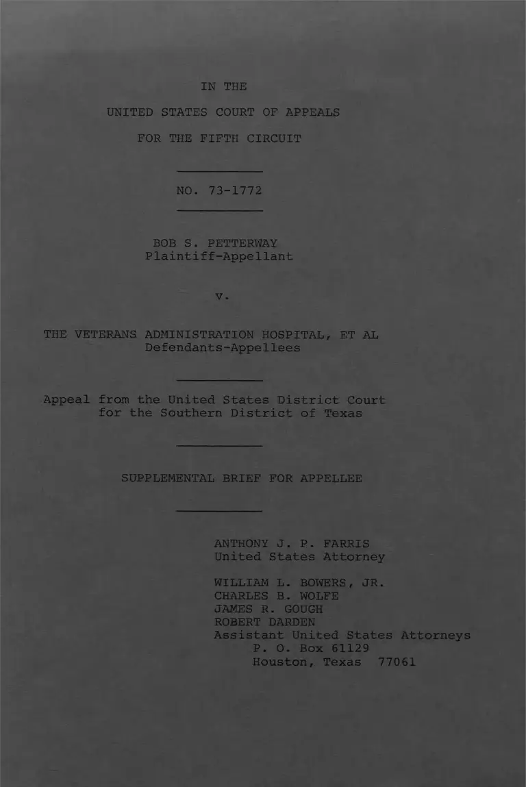 Petterway v. Veterans Administration Hospital Supplemental Brief for Appellee preview