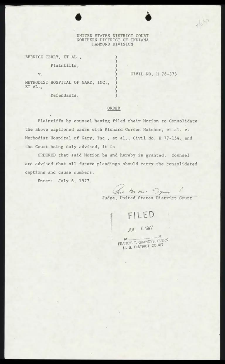 Order Granting Motion to Consolidate preview