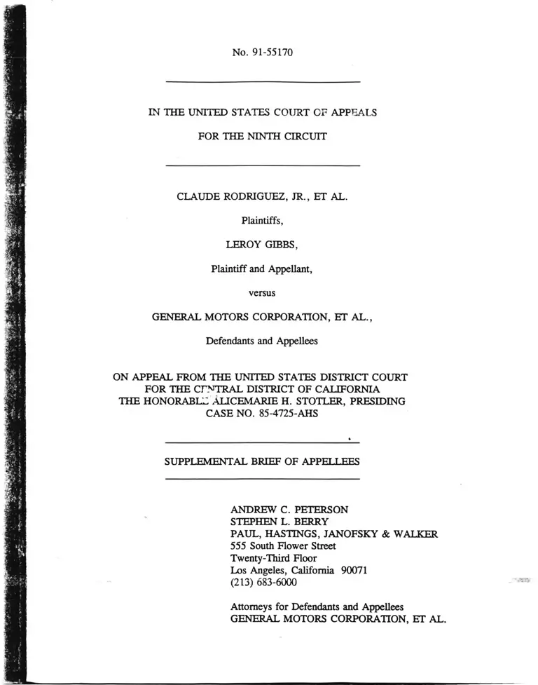 Rodriguez v General Motors Corporation Supplemental Brief of Appellees preview