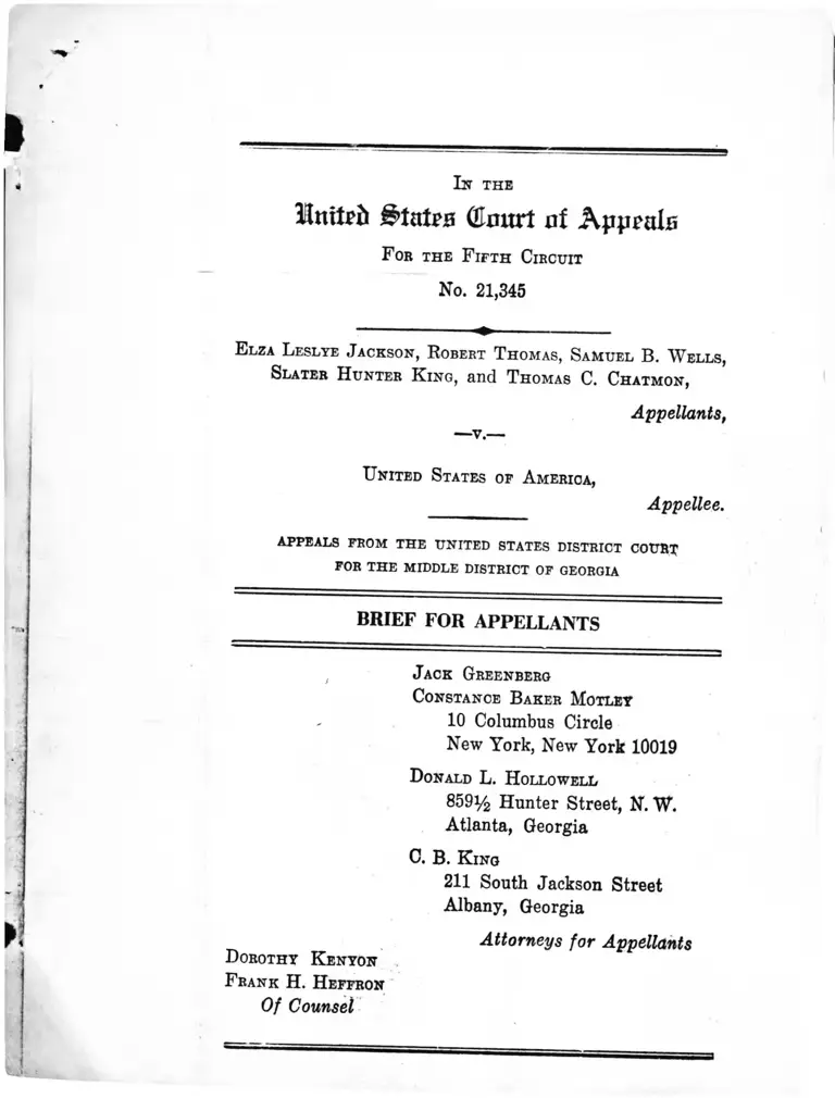 Jackson v. United States Brief for Appellants preview