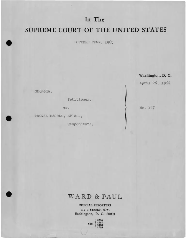Georgia v. Rachel Oral Argument Transcription preview