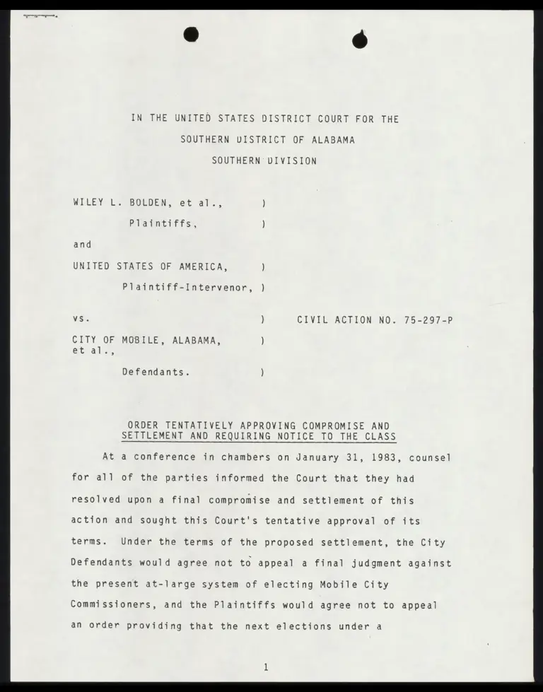 Order Tentatively Approving Compromise and Settlement and Requiring Notice to the Class preview