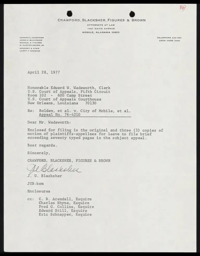 Motion of Plaintiffs-Appellees for Leave to File Brief with Cover Letter preview