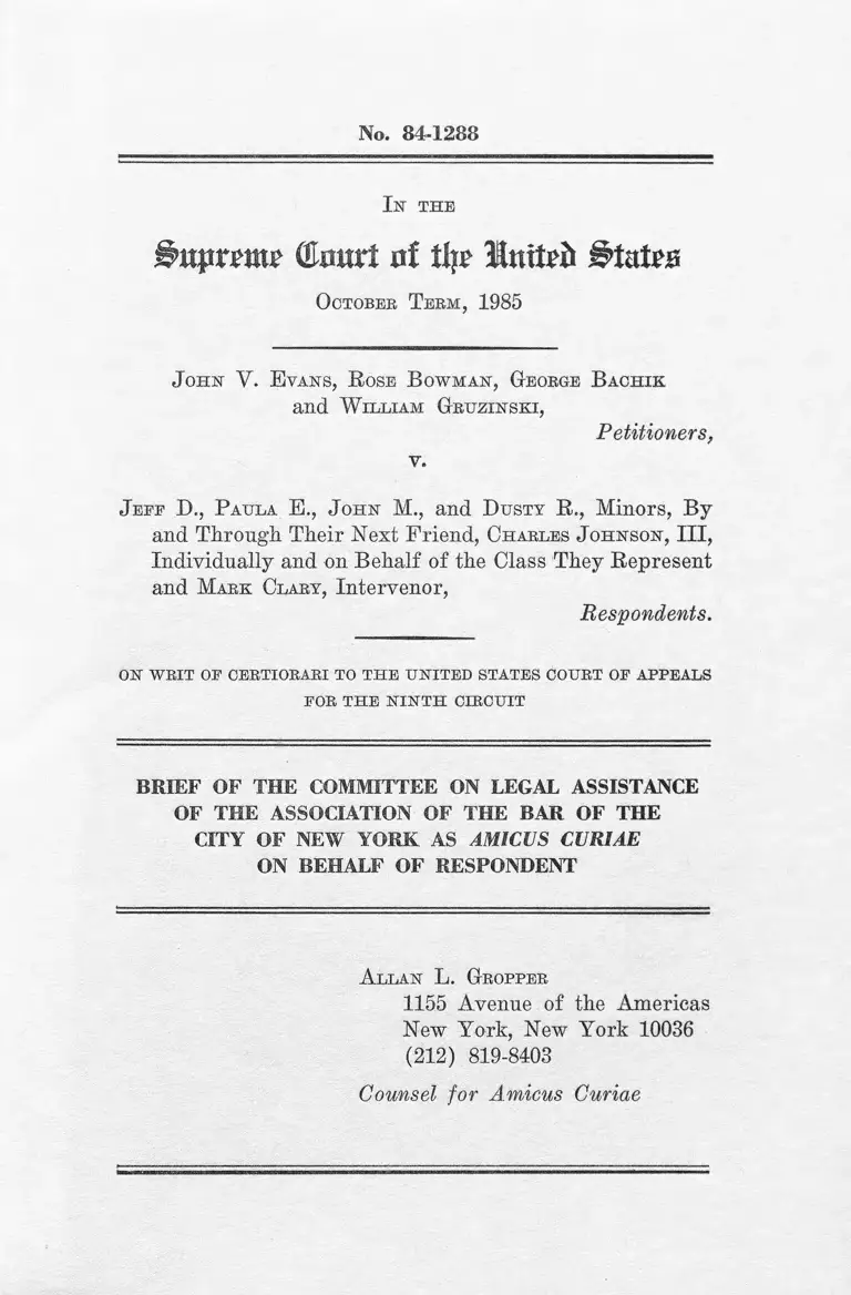 Evans v. Jeff D. Brief of the Committee on Legal Assiatance preview