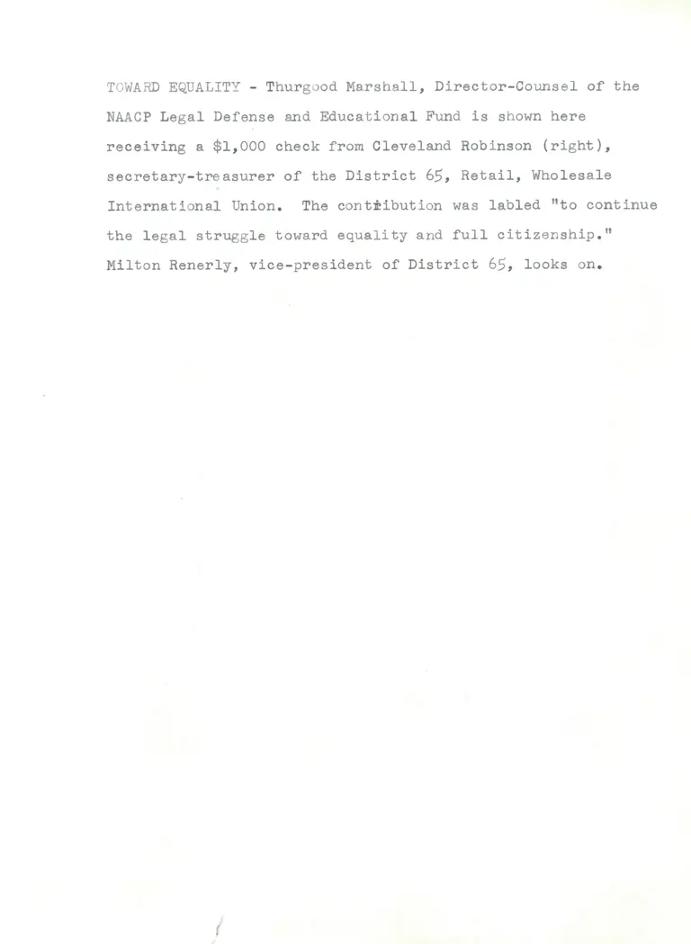 Marshall, Thurgood; and Donors, 1961, undated - 1 of 10 (supplement 1) preview