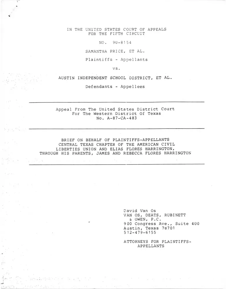 Price v. Austin Independent School District Brief of Plaintiffs-Appellants preview