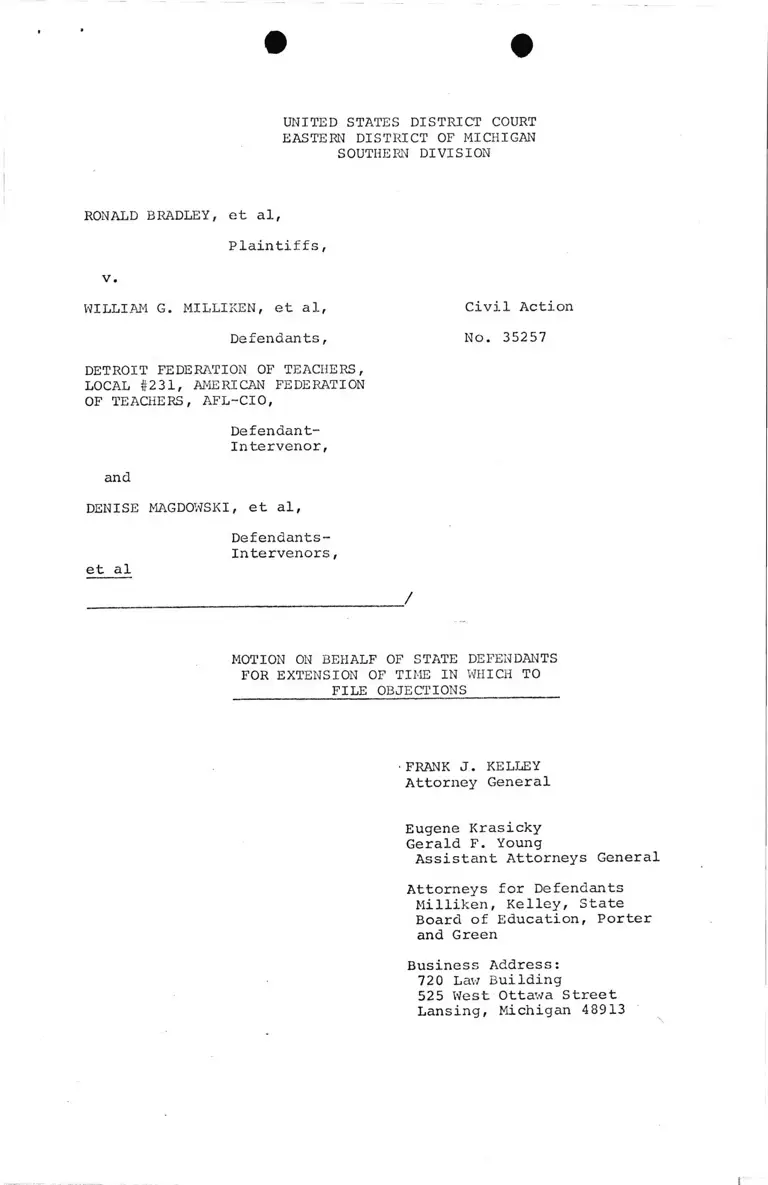 Defendants' Motion for Extension of Time in Which to File Objections preview