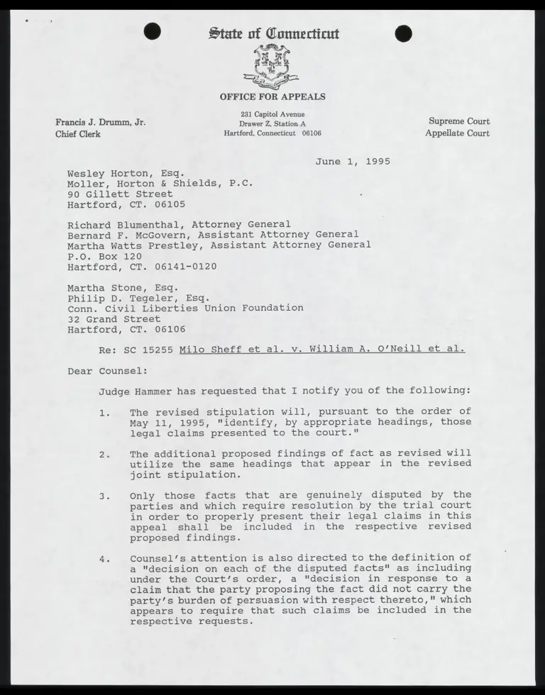 Letter from Court to Counsel RE: Notifications from Judge Hammer preview