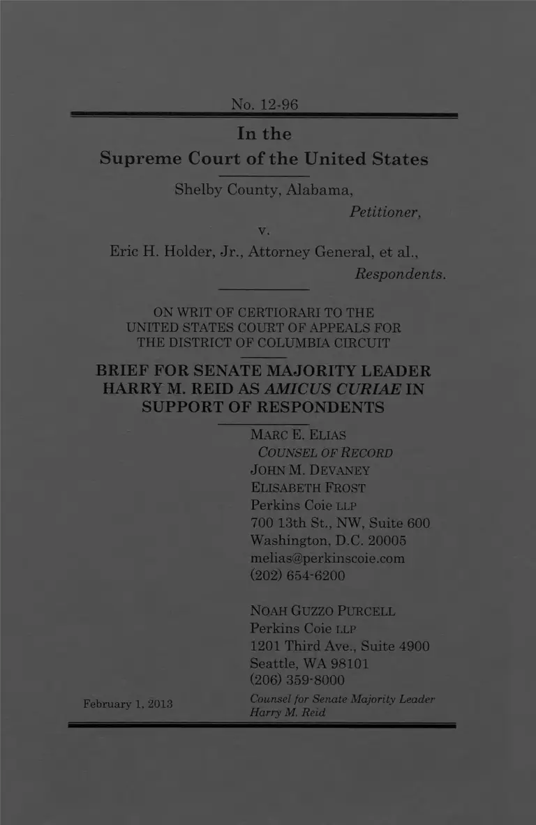 Shelby County v. Holder Brief Amicus Curiae preview