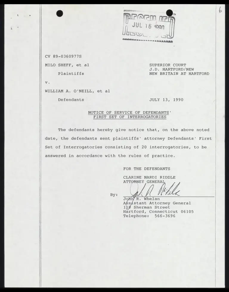 Notice of Service of Defendants' First Set of Interrogatories preview