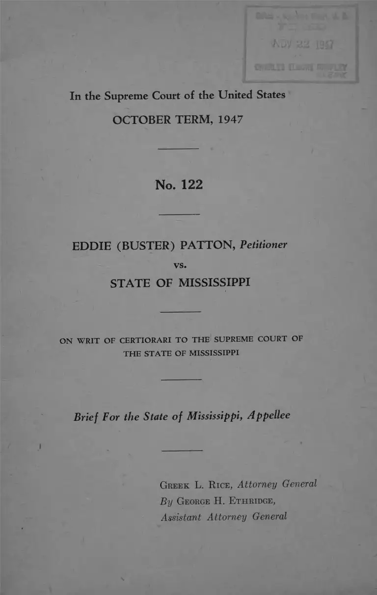 Patton v. Mississippi Brief for Appellee preview