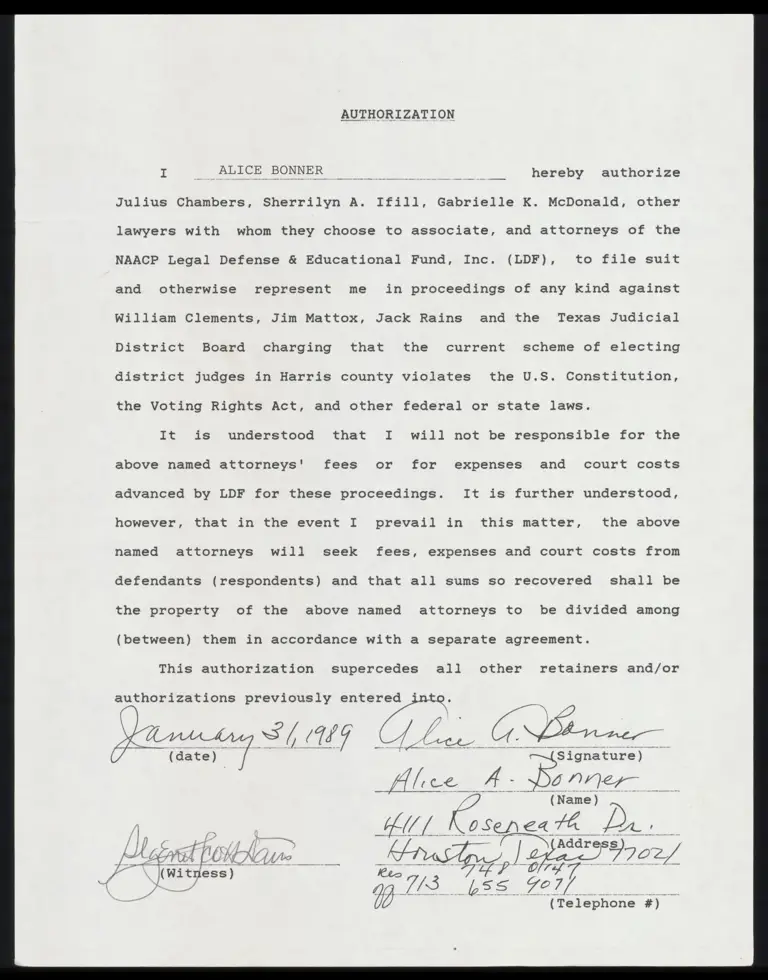 Retainer Authorization of Bonner, Scott-Davis, Berry, McGinty, Parker, and Williams preview