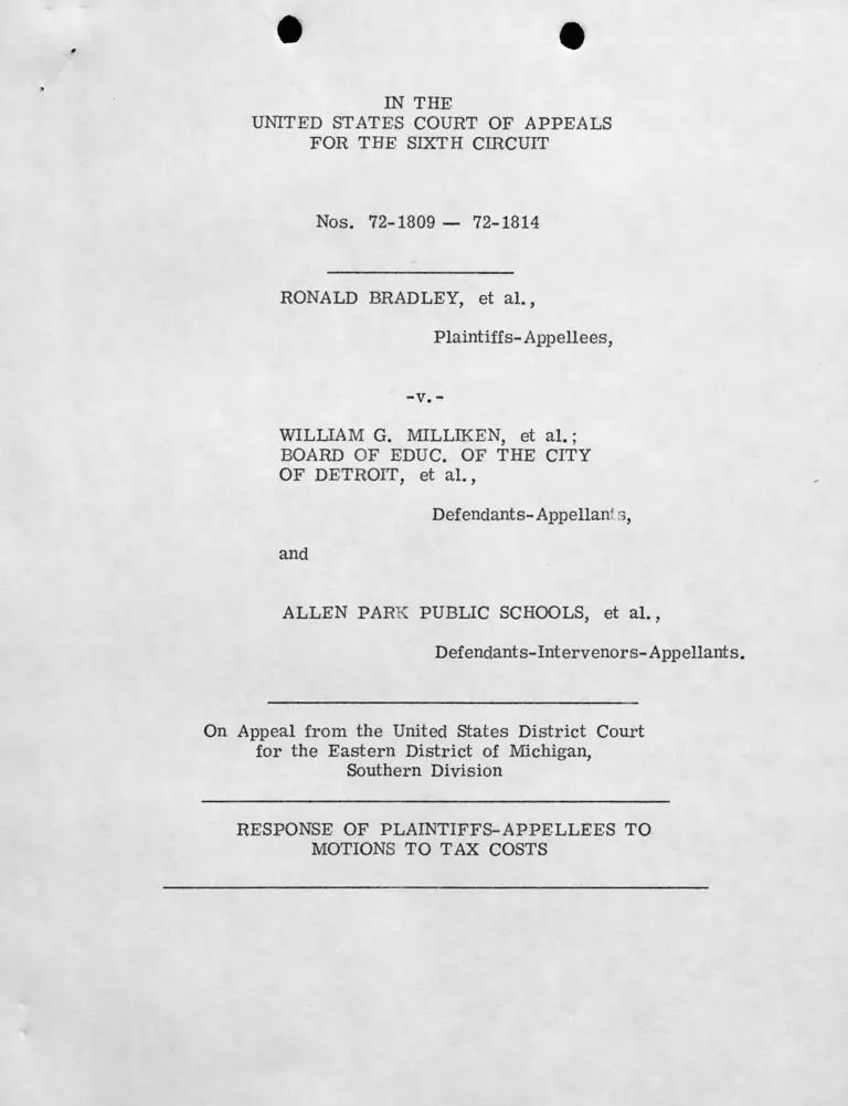 Plaintiffs' Response to Motions to Tax Costs with Cover Letter preview
