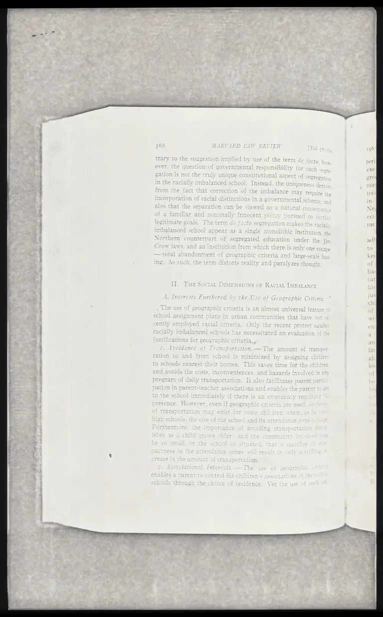 Harvard Law Review Vol 78, No 3: Racial Imbalance in the Public Schools (Pgs 566-567) preview