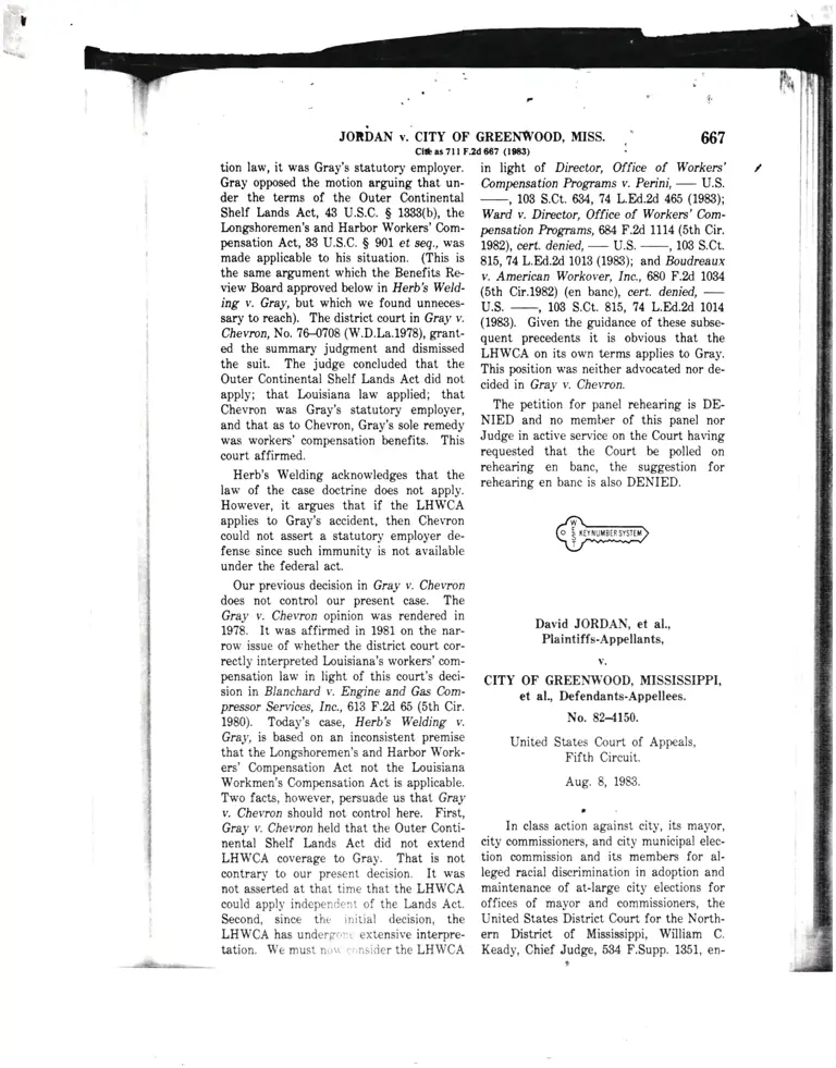 Jordan v. City of Greenwood Court Opinion preview