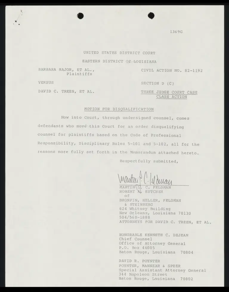 Motion for Disqualification (Defendants') preview