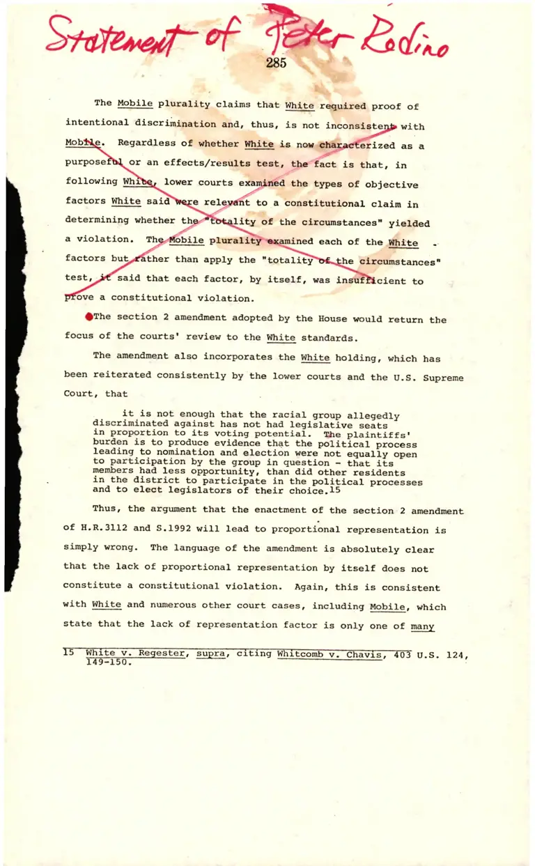 Legal Research on Statement of Peter Rodino preview
