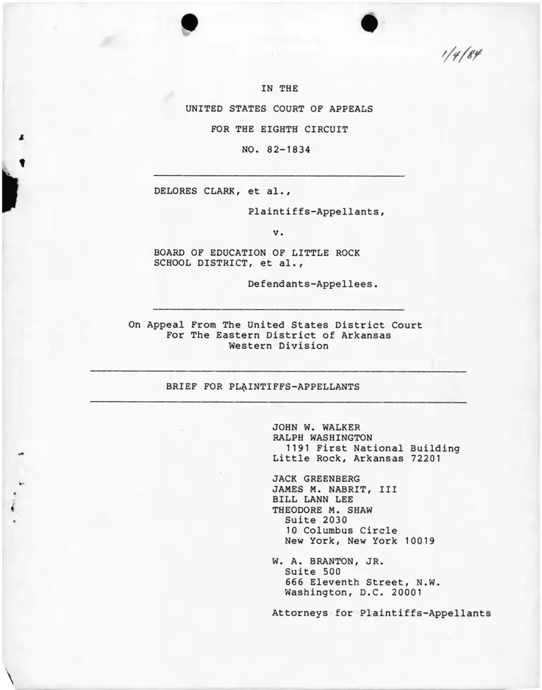 Clark v. Little Rock Board of Education Brief for Plaintiffs-Appellants preview