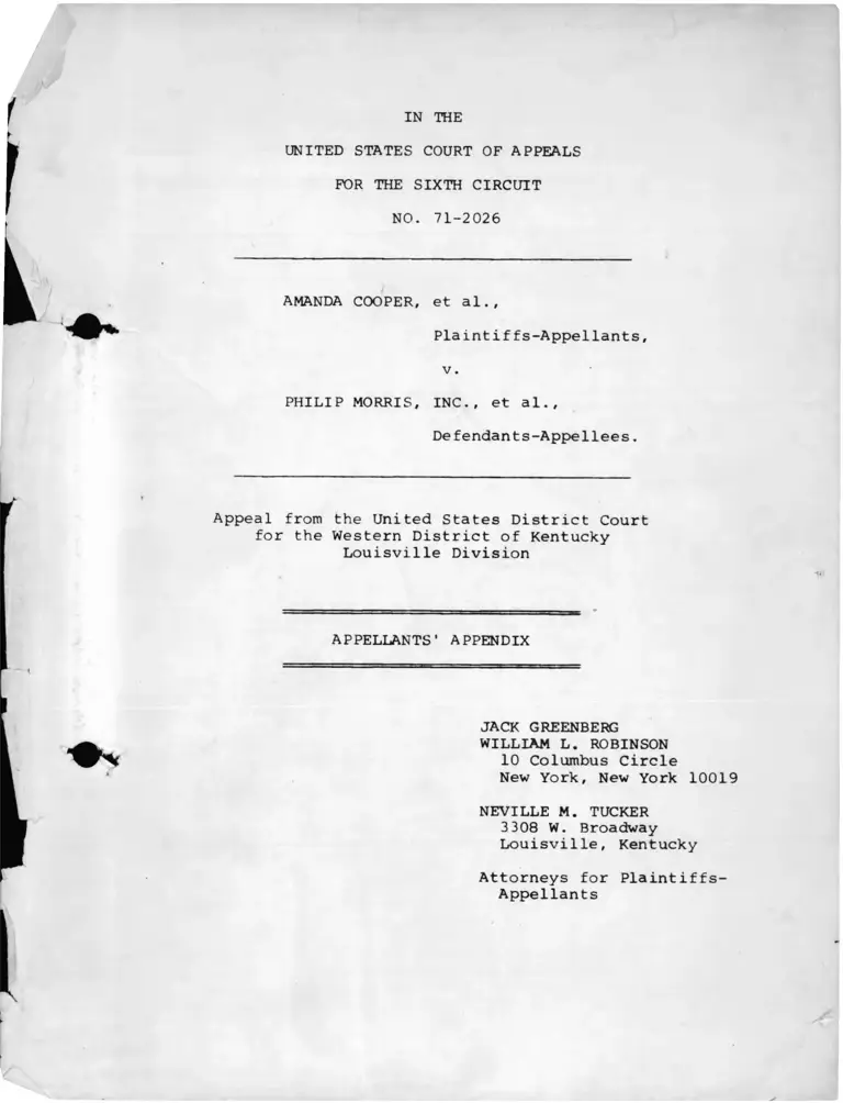 Cooper v. Morris Appellants' Appendix preview