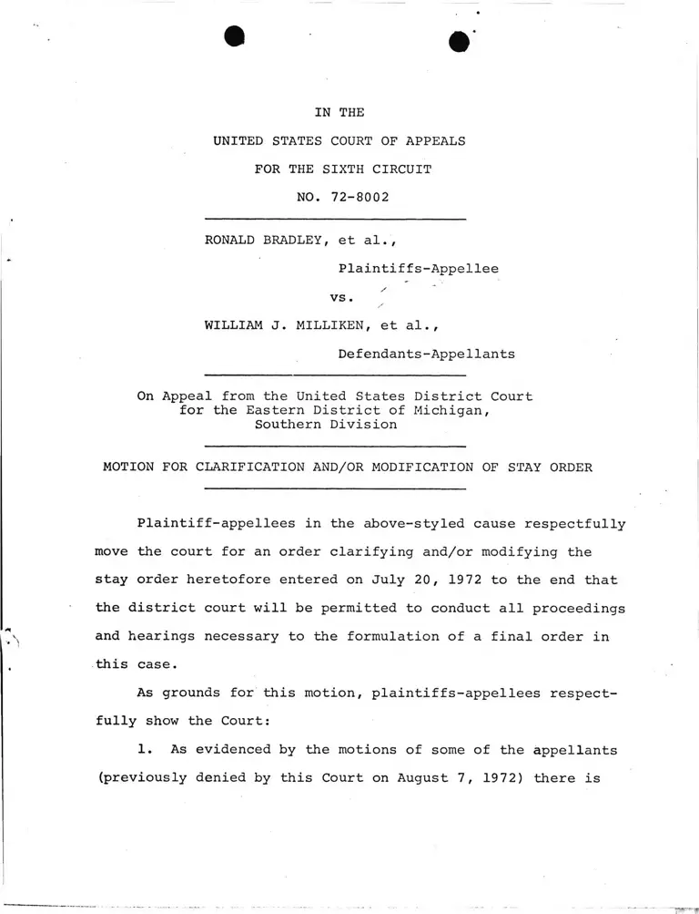 Motion for Clarifications and/or Modification of Stay Order preview