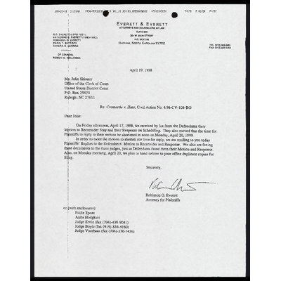 Letter to Court From Everett RE: Plaintiffs’ Plans For Filing preview