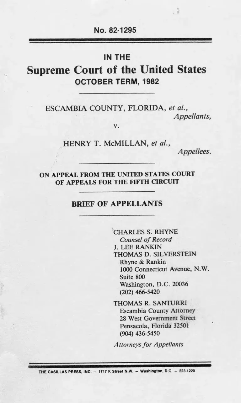 Escambia County, FL v. McMillan Brief of Appellants preview