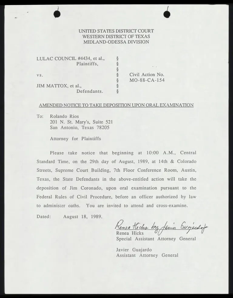 Amended Notice to Take Deposition Upon Oral Examination to Rios preview