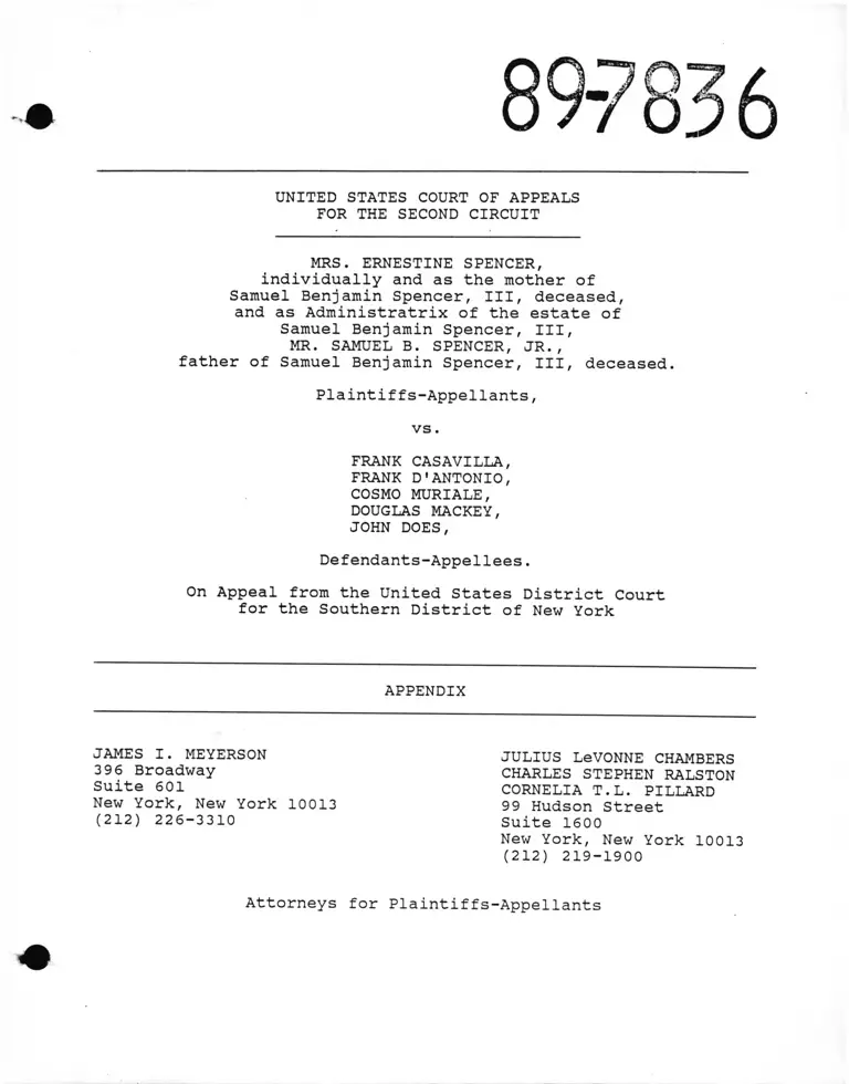 Spencer v Casavilla Appendix preview
